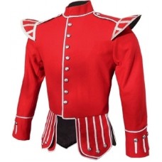 Red Highland Doublet Silver Piping and Thistle Buttons